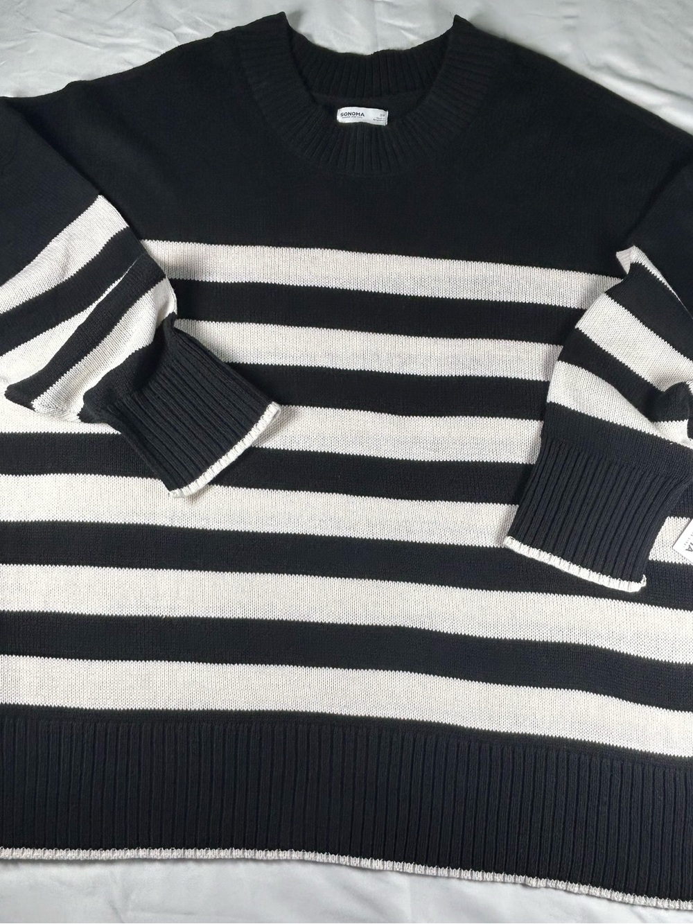Sonoma Black & White Striped Knit Sweater